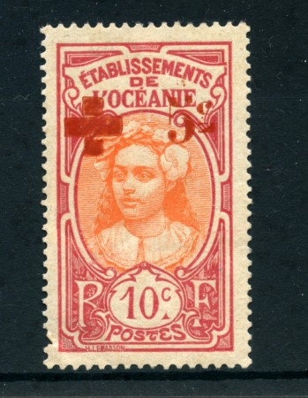 1915/16 - OCEANIA FRANCESE - LOTTO/23782 5 SU 10 CENT. PRO CROCE ROSSA - LING.