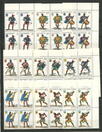 1973 - LOTTO/7947Q - SAN MARINO - BALESTRIERI 9v. - QUARTINE NUOVI