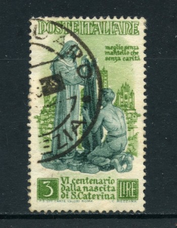 1948 - REPUBBLICA - 3 LIRE S. CATERINA - USATO - LOTTO/25222A