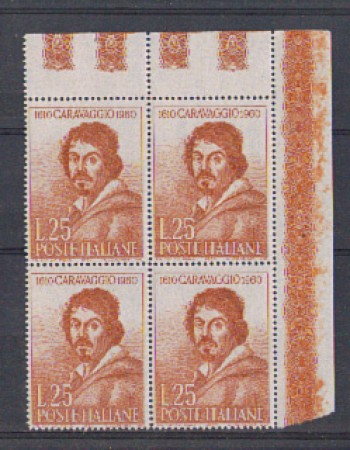 1960 - LOTTO/6363Q - REPUBBLICA - CARAVAGGIO 1v. QUARTINA