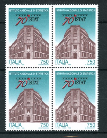 1996 - LOTTO/7128Q - REPUBBLIA -  ISTAT QUARTINA NUOVA