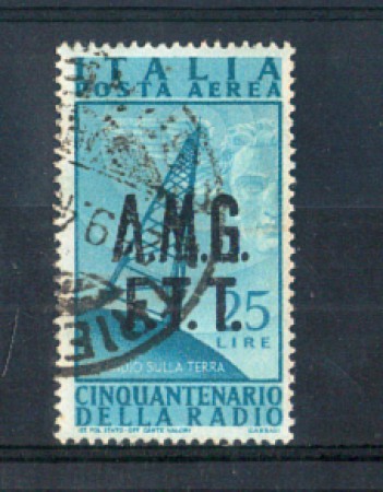 1947 - LOTTO/10192U - TRIESTE A - 25 LIRE POSTA AEREA RADIO USATO
