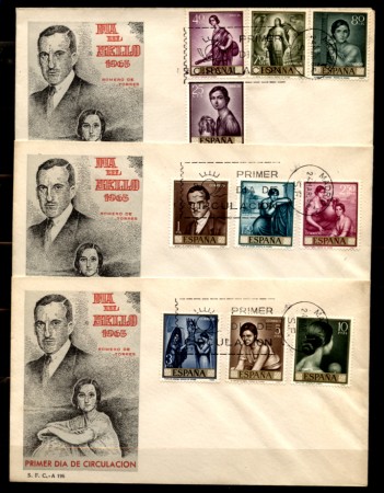 1965 - LOTTO/11096 - SPAGNA - GIORNATA DEL FRANCOBOLLO - 3 BUSTE FDC