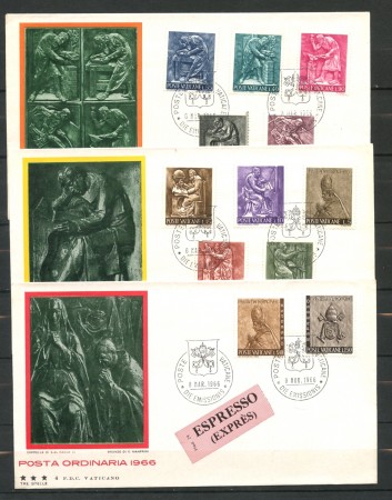 1966 - VATICANO - IL LAVORO DELL'UOMO - 3 BUSTE FDC TRE STELLE - LOTTO/27651