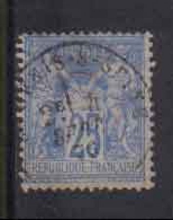 1876 - LOTTO/3715 - FRANCIA - 25c. OLTREMARE