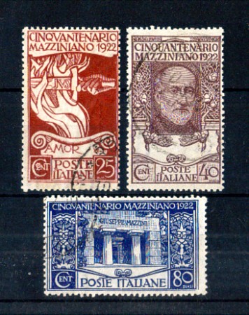 1922 - LOTTO/11299 - REGNO - GIUSEPPE MAZZINI 3v. - USATI