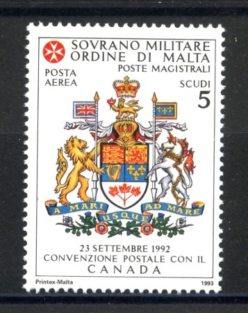 1993 - SOVRANO MILITARE DI MALTA - LOTTO/39296 - POSTA AEREA CON IL CANADA - NUOVO