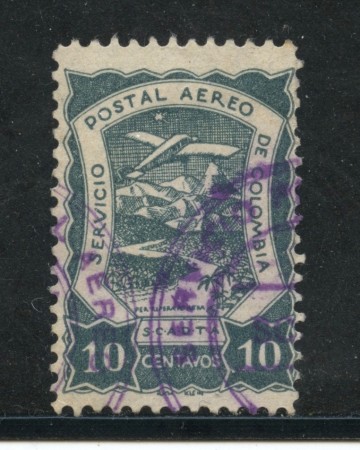 1921/23 - COLOMBIA - 10c. BLU POSTA AEREA - USATO - LOTTO/28645