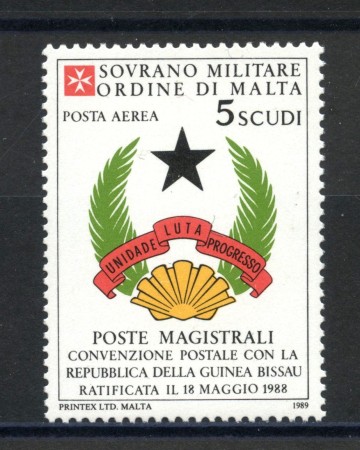 1989 - SOVRANO MILITARE DI MALTA - LOTTO/39299 - POSTA AEREA GUINEA BISSAU - NUOVO