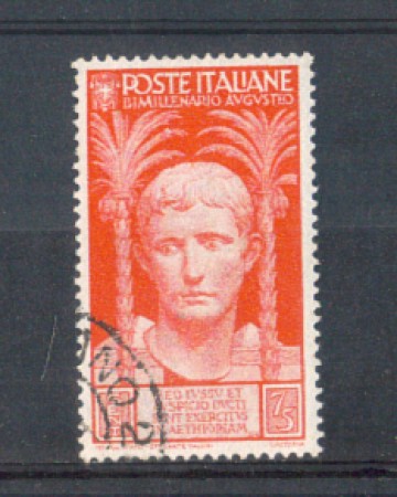 1937 - LOTTO/REG422U - REGNO - 75c. BIMILLENARIO AUGUSTO - USATO
