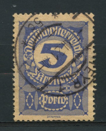 1920 - LOTTO/14284 - AUSTRIA - SEGNATASSE 5k. CARTA GRIGIA - USATO