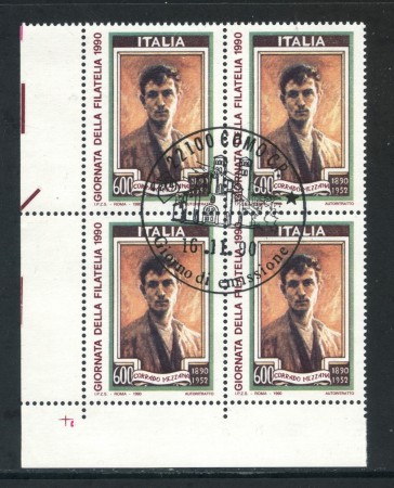 1990 - REPUBBLICA - GIORNATA DELLA FILATELIA - QUARTINA FDC - LOTTO/28920