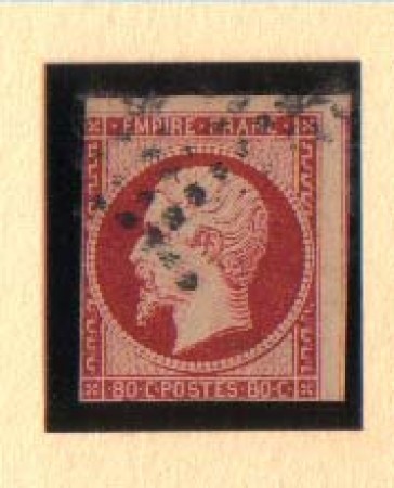 1853/1860 - LBF/2261 - FRANCIA - 80c. CARMINIO - USATO