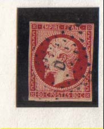 1853/1860 - LBF/2264 -  FRANCIA - 80c. CARMINIO SCURO - USATO