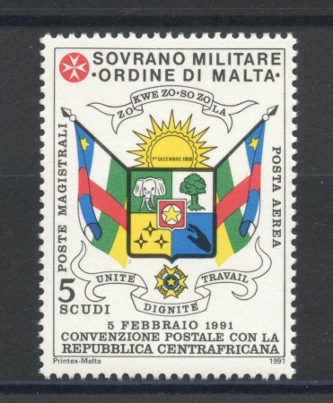 1991 - SOVRANO MILITARE DI MALTA - LOTTO/39293 - POSTA AEREA CENTRAFRICANA - NUOVO