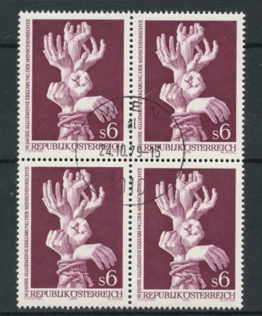 1978 - LOTTO/16405QU - AUSTRIA - DIRITTI UOMO - QUARTINA USATA