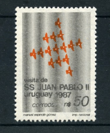 1987 - URUGUAY - LOTTO/19852 - VISITA PAPA GIOVANNI PAOLO II° - NUOVO