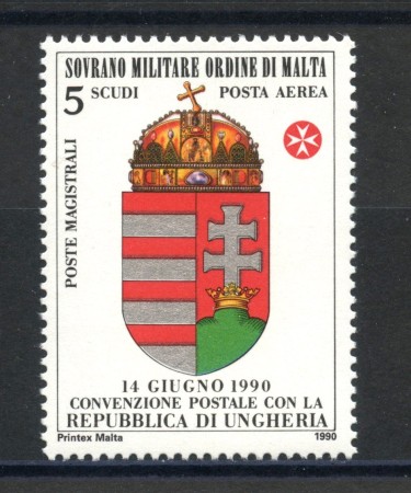 1990 - SOVRANO MILITARE DI MALTA - LOTTO/39303 - POSTA AEREA UNGHERIA - NUOVO