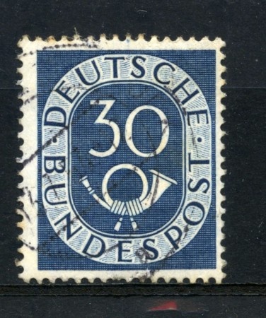 1951 - GERMANIA - 30p.AZZURRO GRIGIO CORNO DI POSTA - USATO - LOTTO/30770