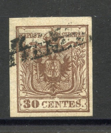 1851 - LOMBARDO VENETO - LOTTO/40470 - 30 CENTESIMI BRUNO - CARTA A COSTE - USATO 
