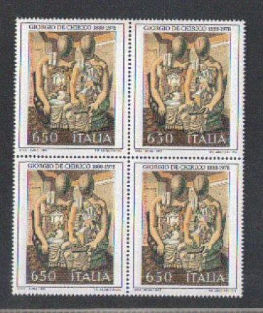 1988 - LOTTO/6890Q - REPUBBLICA - ARTE G.DE CHIRICO - QUARTINA