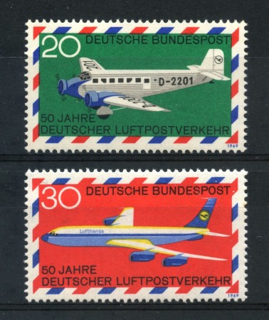 1969 - GERMANIA FEDERALE - POSTA AEREA 2v. - NUOVI - LOTTO/30955