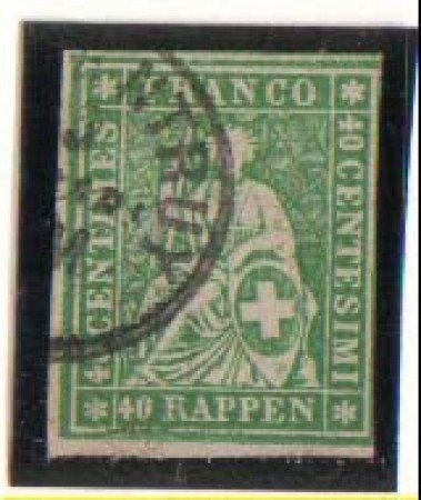 1854 - LOTTO/1819 - SVIZZERA - 40 Rp. VERDE - USATO