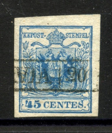 1856 - LOMBARDO VENETO - LOTTO/40516 - 45 Centesimi AZZURRO  VIVO TIPO III° - USATO 
