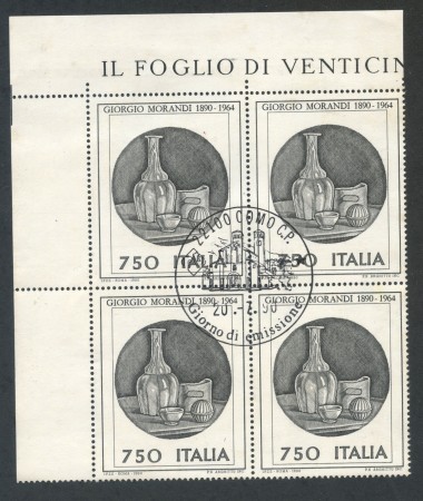 1990 - REPUBBLICA - GIORGIO MORANDI - QUARTINA FDC - LOTTO/28917