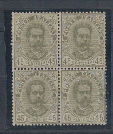 1891 - LOTTO/REG63QN - REGNO - 45c. VERDE OLIVA QUARTINA NUOVA