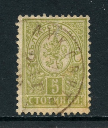 1889/96 - BULGARIA - 5 s. VERDE GIALLO STEMMA - USATO - LOTTO/27111