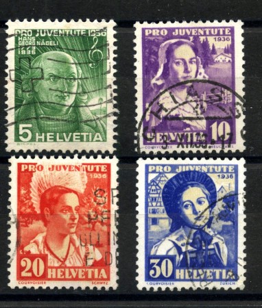 1936 - SVIZZERA - LOTTO/41681 - PRO JUVENTUTE 4v. - USATI