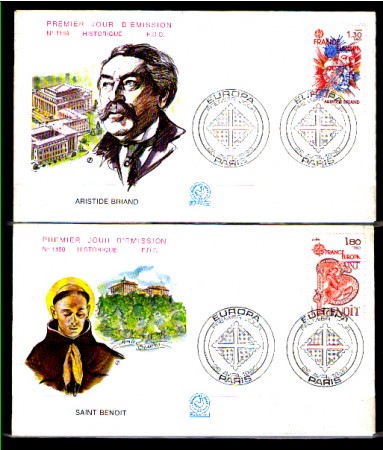 1980 - LOTTO/10920 - FRANCIA - EUROPA PERSONAGGI - 2 BUSTE FDC