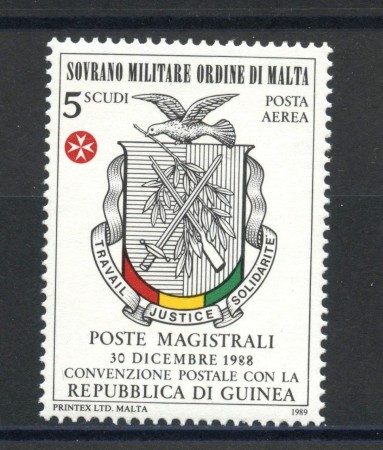 1989 - SOVRANO MILITARE DI MALTA - LOTTO/39300 - POSTA AEREA GUINEA  - NUOVO