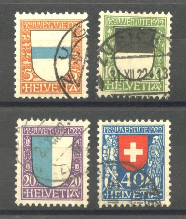 1922 - SVIZZERA - LOTTO/40660 - PRO JUVENTUTE 4v. - USATI