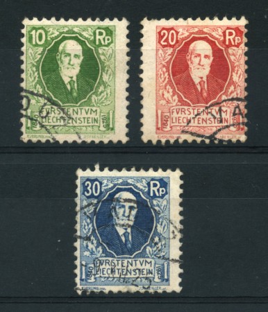 1925 - LOTTO/720A - LIECHTENSTEIN - 85° COMPLEANNO PRINCIPE 3v. - USATI