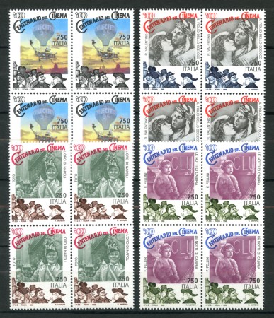 1995 - LOTTO/REP2219Q - REPUBBLICA - CENTENARIO DEL CINEMA - QUARTINE