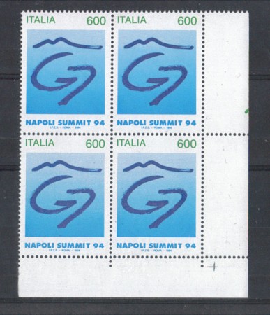 1994 - LOTTO/7049Q - REPUBBLICA - VERTICE G7 - QUARTINA