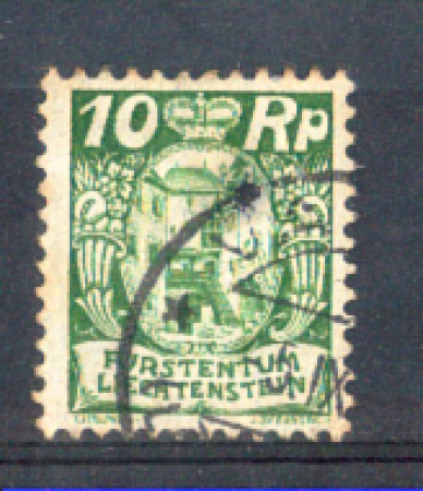 1924 - LOTTO/LIE67U - LIECHTENSTEIN - 10r. VERDE - USATO