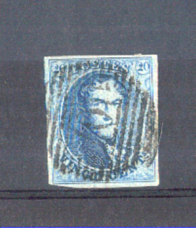 1858/61 - LOTTO/10821 - BELGIO - 20c. AZZURRO - USATO