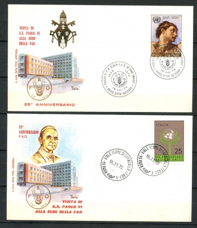 1970 - VATICANO - VISITA DI PAPA PAOLO VI° ALLA FAO - 2 BUSTE FDC ROMA - LOTTO/27779