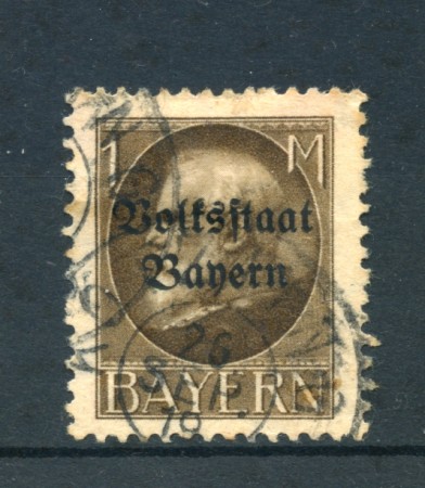 BAVIERA - 1919 - LOTTO/21884 - 1 m. BRUNO  USATO