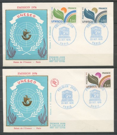 1976 - FRANCIA - SERVIZIO DELL'UNESCO 3v. - 2 BUSTE FDC - LOTTO/25874