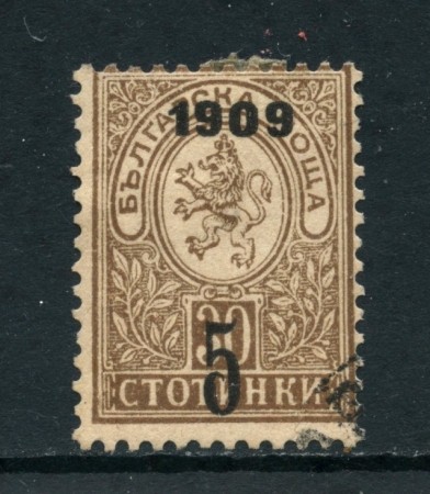 1909 - BULGARIA - 5 SU 30 BRUNO STEMMA - USATO - LOTTO/27125