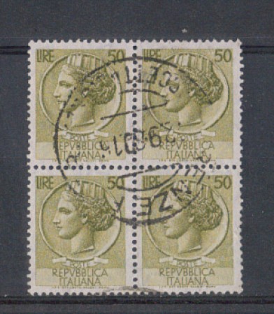 1955 - LOTTO/6274UQ - REPUBBLICA - 50 L. SIRACUSANA QUARTINA USA