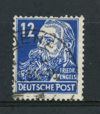 1948 - GERMANIA OCC. SOVIETICA - 12p. OLTREMARE ENGELS - USATO - LOTTO/30038