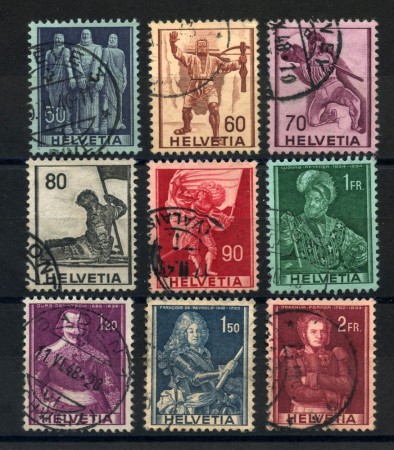 1941 - LOTTO/39366 - SVIZZERA - SOGGETTI STORICI 9v. - USATI