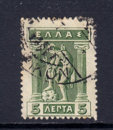 1911/21 - GRECIA - 5l. VERDE MERCURIO - USATO - LOTTO/32311