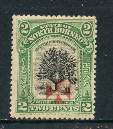 1916 - NORD BORNEO - 2c. VERDE CON CROCE DI MALTA - LINGUELLATO - LOTTO/27014