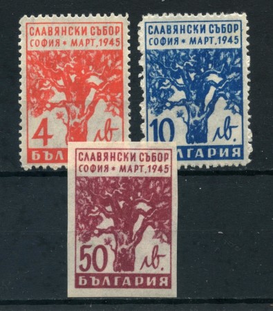 1945 - BULGARIA - CONGRESSO PANSLAVO 3v. - TRACCIA DI LINGUELLA - LOTTO/27143